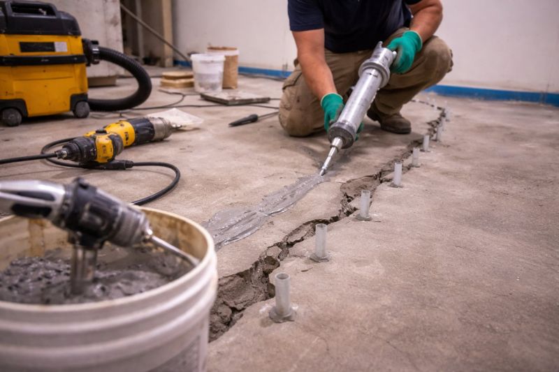 Cracked Basement Floor Repair in East Providence, RI