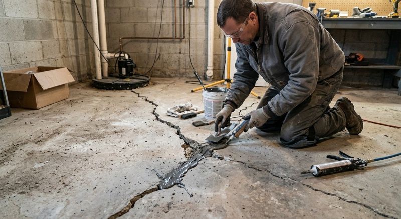 Cracked Basement Floor Repair in East Providence, RI