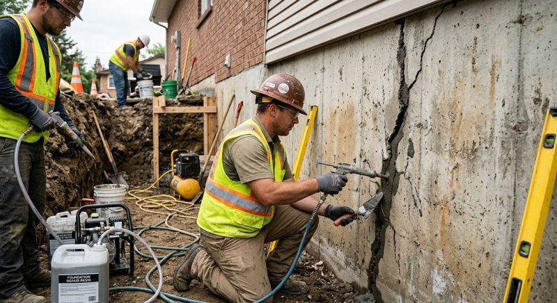 Cracked Foundation Repair in Bellingham, MA