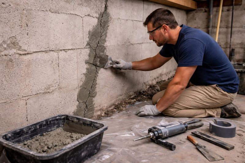 Foundation Crack Repair in North Scituate, RI