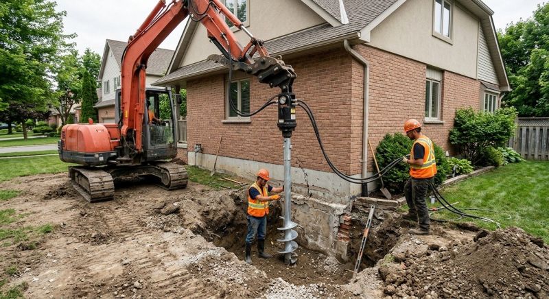 Helical Pile Installation in East Providence, RI