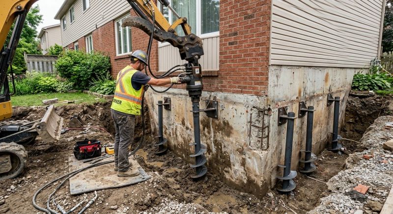 Helical Pile Installation in East Providence, RI