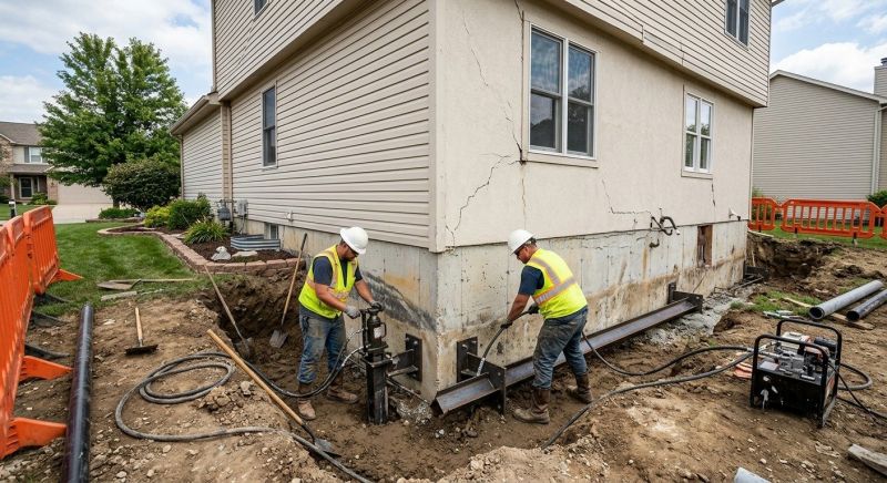 Sinking Foundation Repair in Bridgewater, MA