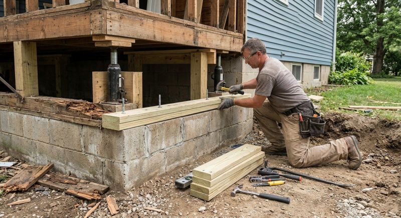 Sinking Foundation Repair in Bridgewater, MA