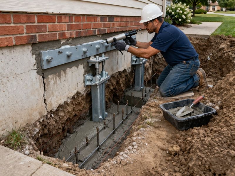 Sinking Foundation Repair in Norfolk, MA